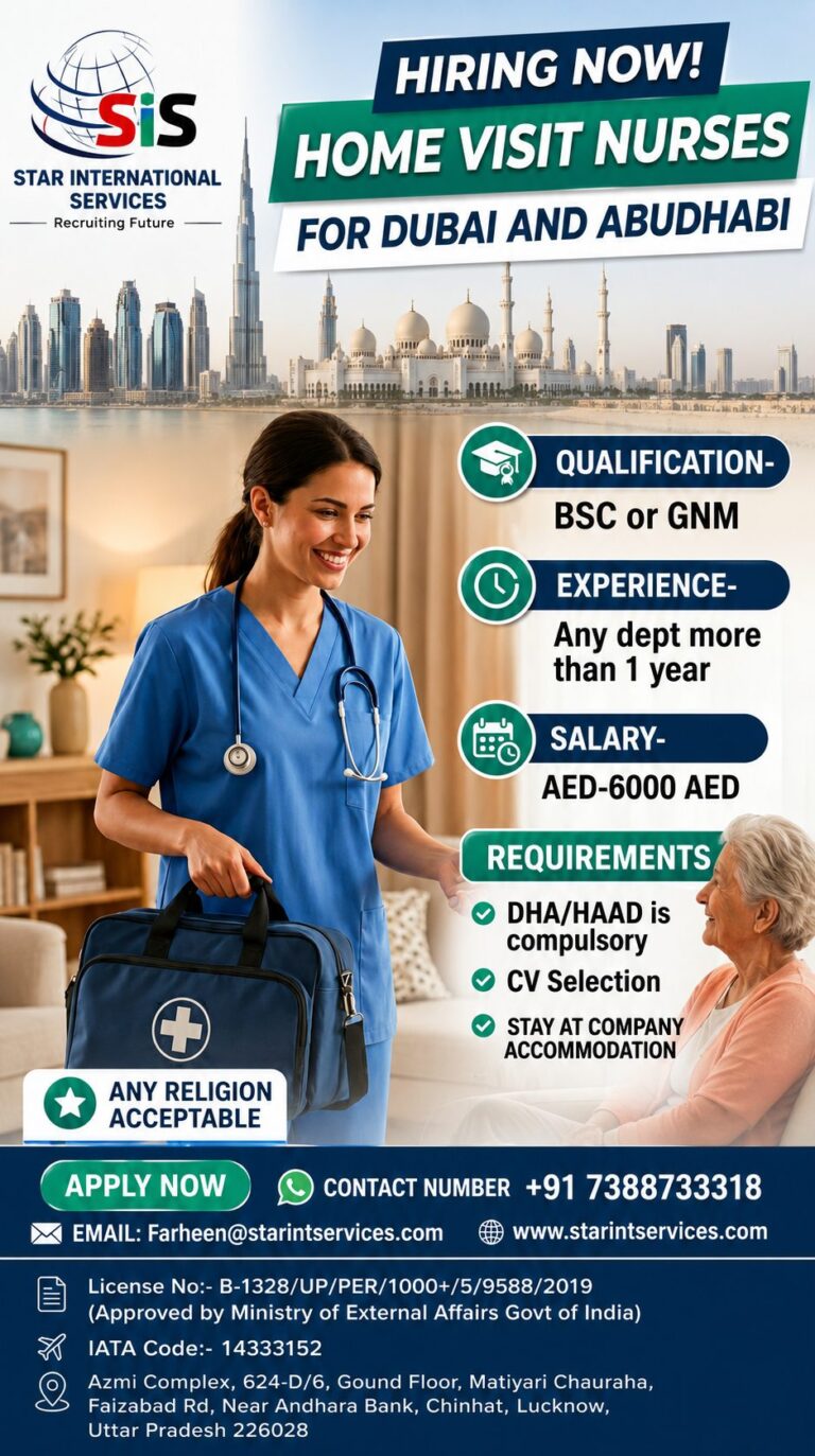Home Visit Nurse Jobs in Dubai & Abu Dhabi 2026 | BSc/GNM Nurses Required | Apply Now