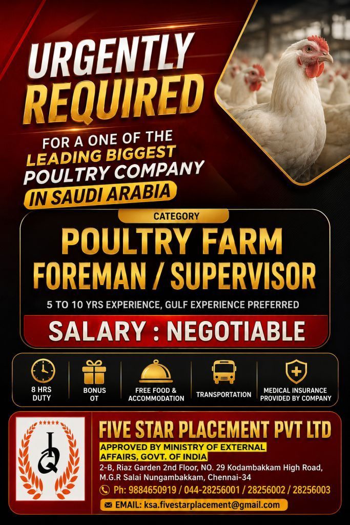 Poultry Farm Foreman / Supervisor Jobs in Saudi Arabia 2026 – Apply Now