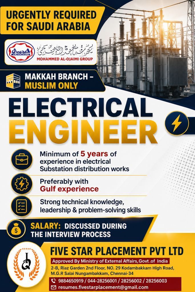 Electrical Engineer Jobs in Saudi Arabia – Mohammed Al-Ojaimi Group | Apply Now