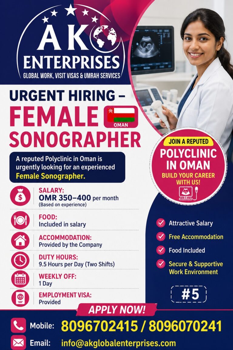 Female Sonographer Jobs in Oman 2026 | Apply Now for Polyclinic Vacancies