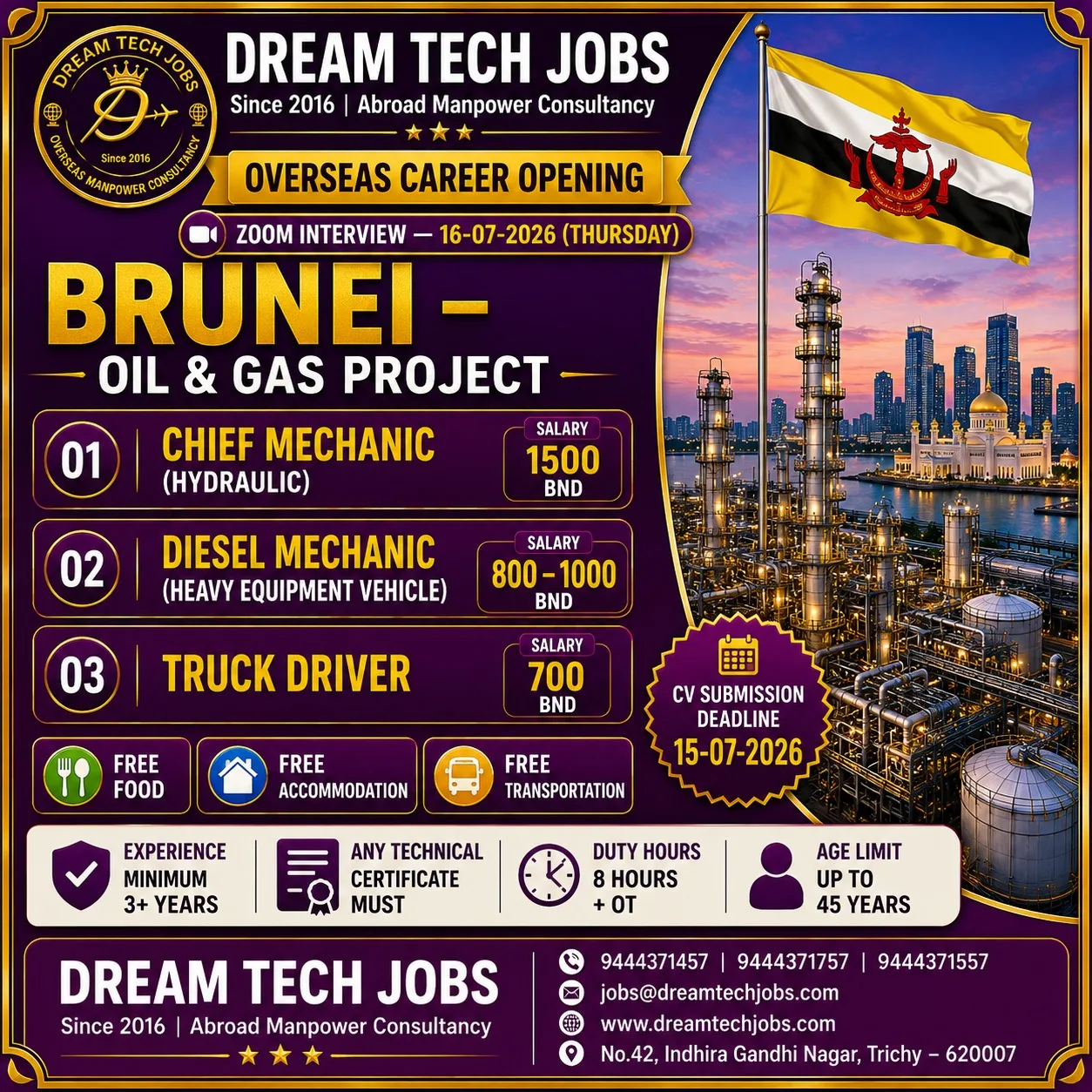 Brunei Oil & Gas Project Jobs 2026 – Zoom Interview