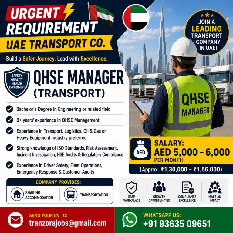 QHSE Manager (Transport) Jobs in UAE – Apply Now