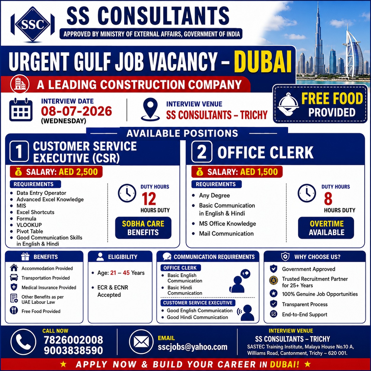 Urgent Dubai Job Vacancy 2026 