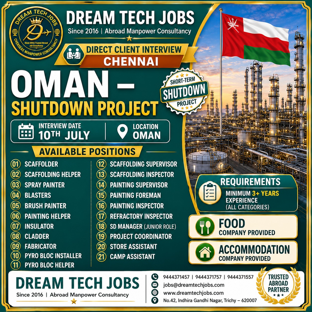 Oman Shutdown Project Jobs 2026