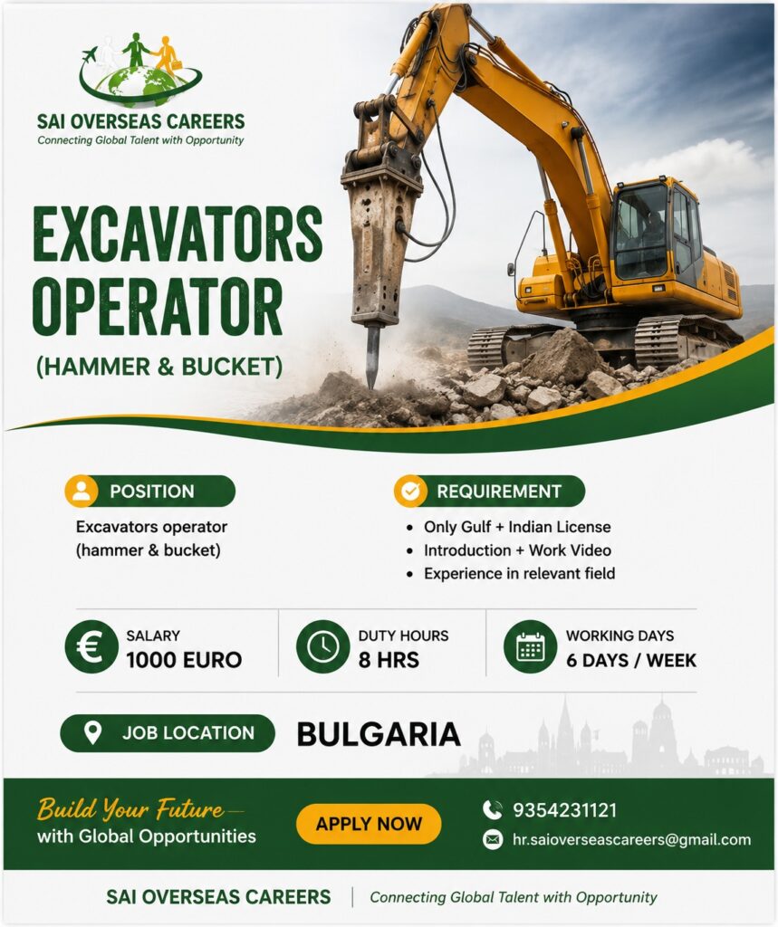 Excavator Operator (Hammer & Bucket) Jobs in Bulgaria – Apply Now | Salary €1000