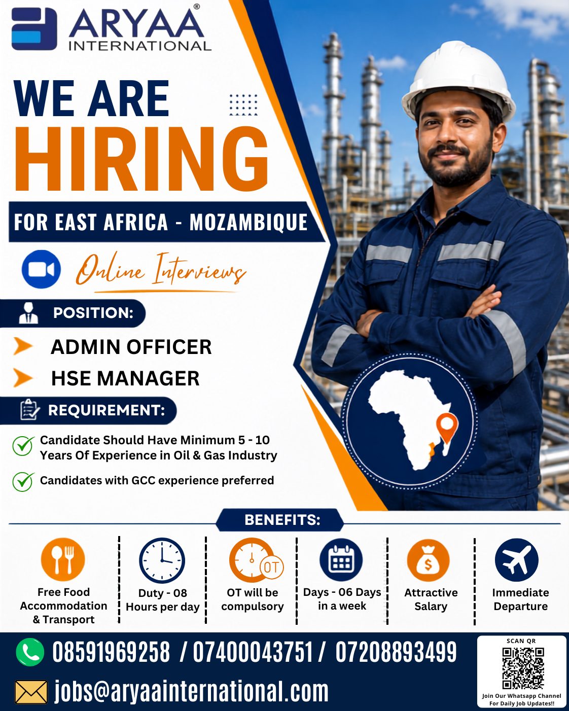 Admin Officer & HSE Manager Jobs in Mozambique 2026 | Oil & Gas Industry | Online Interview