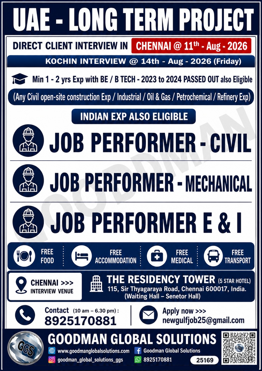 UAE Long-Term Project – Job Performer Vacancies | Direct Client Interview in Chennai & Kochi