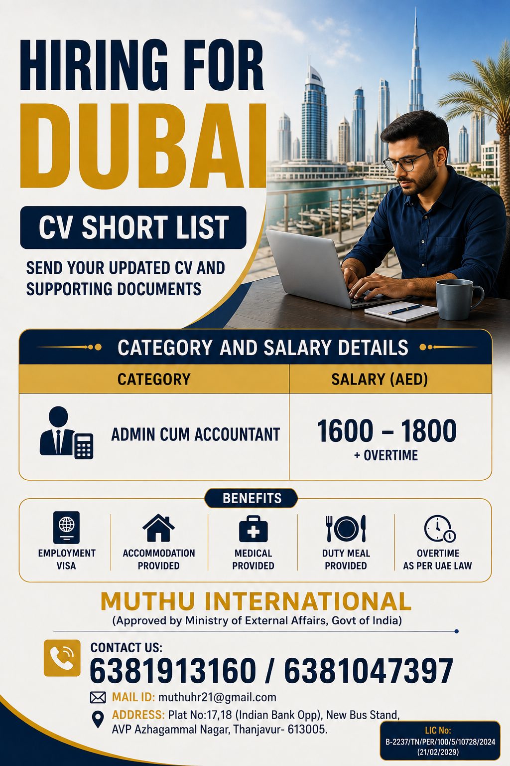 Admin Cum Accountant Jobs in Dubai 2026 | CV Shortlisting in Progress