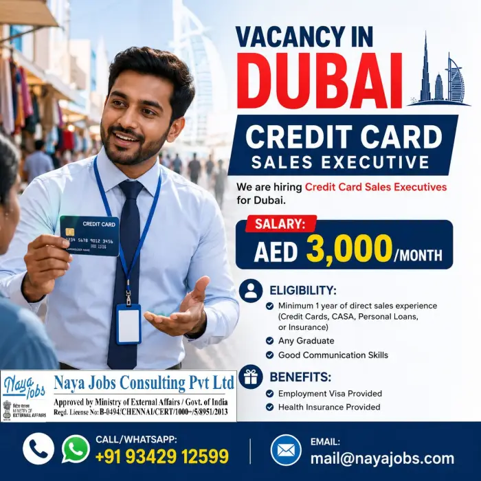 Credit Card Sales Executive Jobs in Dubai – Apply Now | AED 3,000 Salary