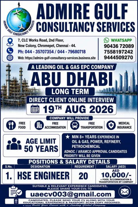 Abu Dhabi Oil & Gas Company Hiring HSE Engineer – 2026