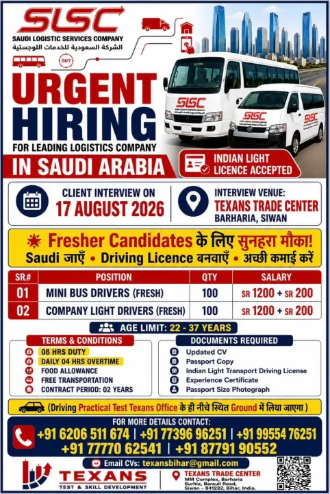 Urgent Hiring in Saudi Arabia for Mini Bus & Light Drivers – 2026