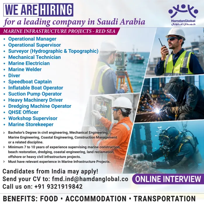 Saudi Arabia Marine Infrastructure Jobs 2026 – Latest Vacancies for Marine Construction Professionals