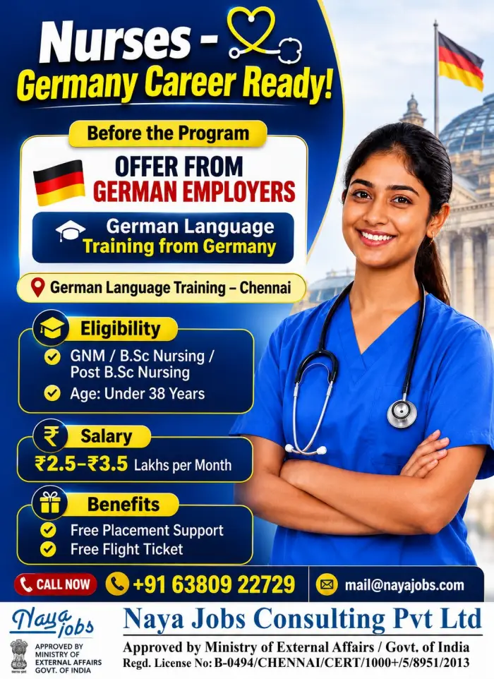 Germany Nursing Jobs 2026: GNM, B.Sc Nursing & Post B.Sc Nurses Can Apply