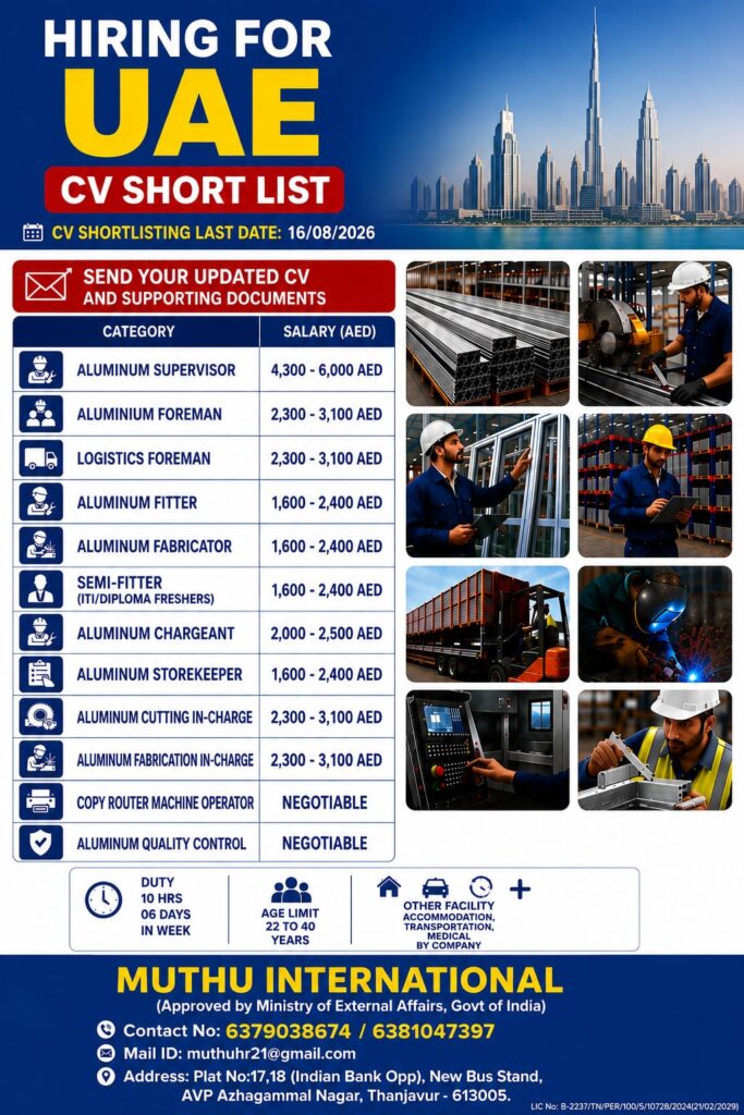 UAE Jobs 2026: Aluminium, Logistics & Fabrication Vacancies – Apply Now