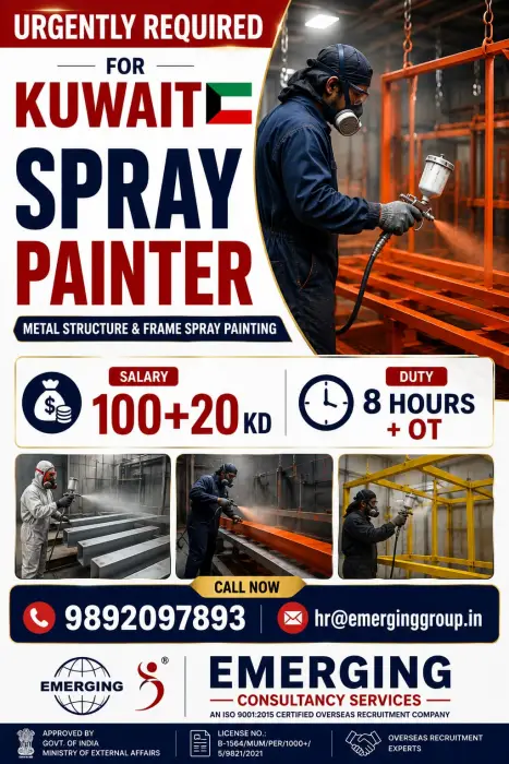 Kuwait Spray Painter Jobs 2026 – Urgent Vacancy for Metal Structure & Frame Painting