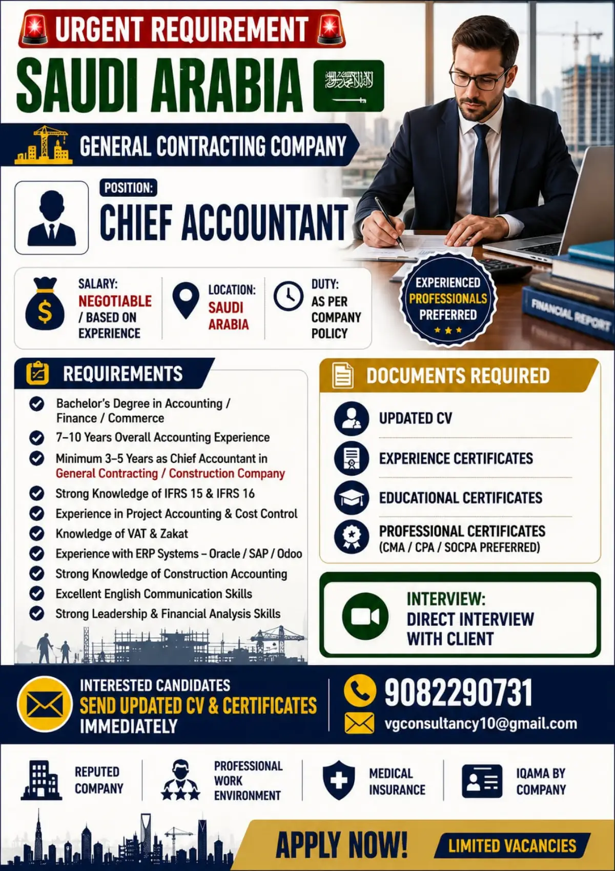 Chief Accountant Jobs in Saudi Arabia – Urgent Requirement for Experienced Accounting Professionals