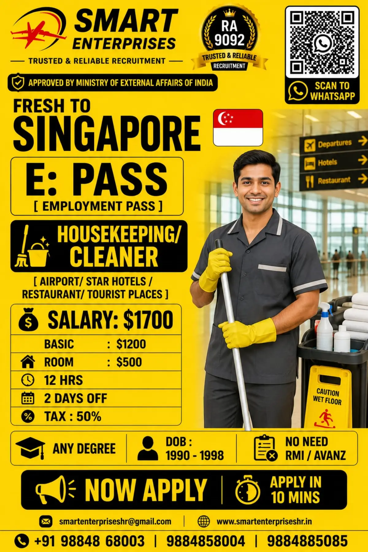 Singapore Housekeeping Cleaner Jobs 2026 – E-Pass Employment Opportunity