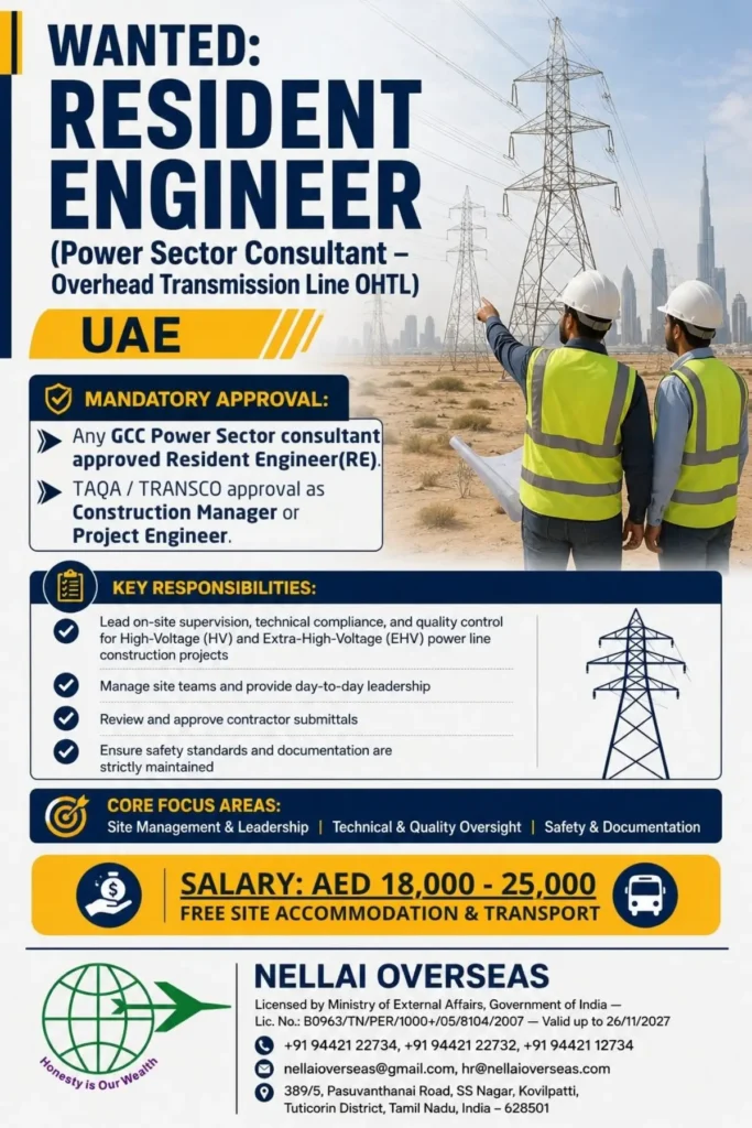 Resident Engineer Jobs in UAE: Salary Up to AED 25,000