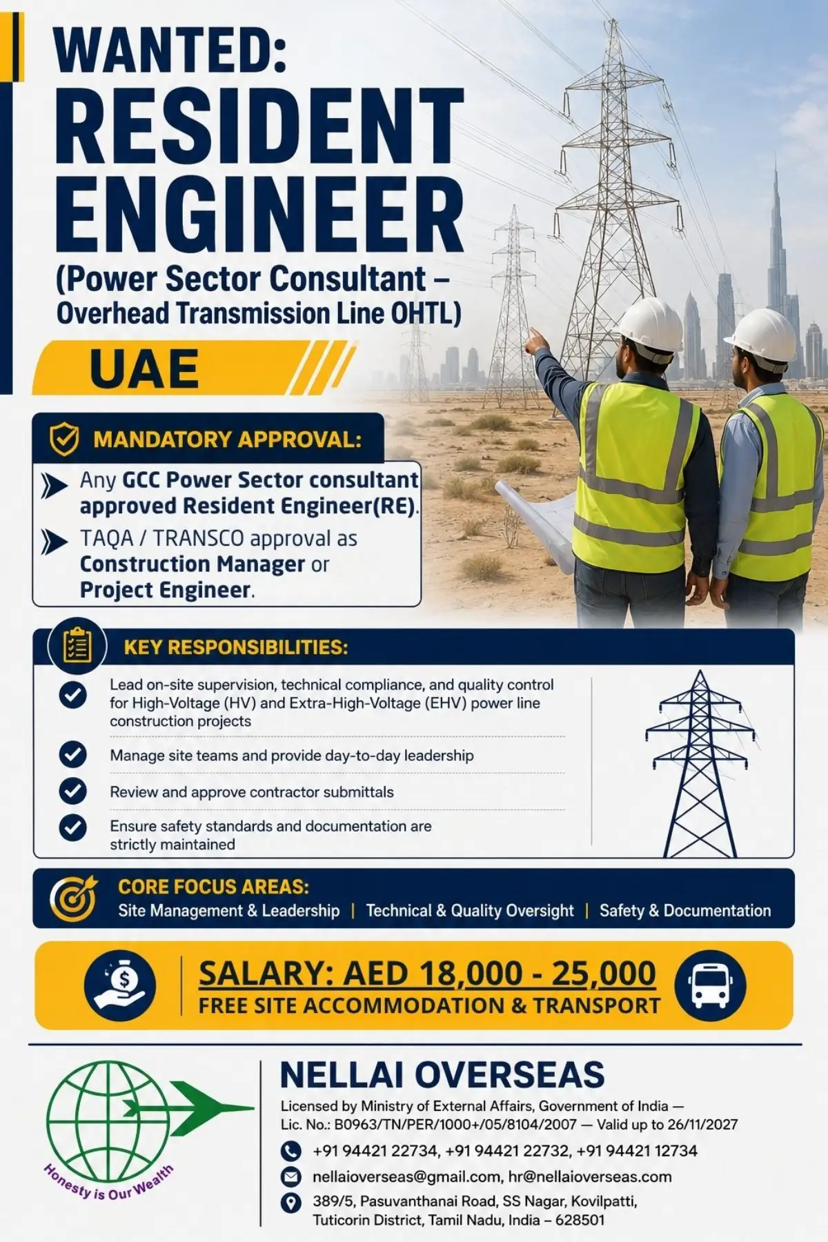 Resident Engineer Jobs in UAE: Salary Up to AED 25,000