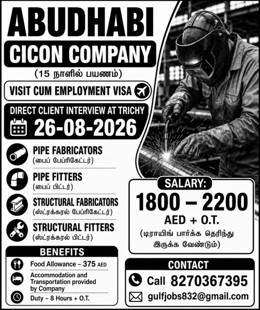 Abu Dhabi CICON Company Recruitment 2026: Pipe Fabricator, Pipe Fitter Jobs with Salary Up to AED 2,200