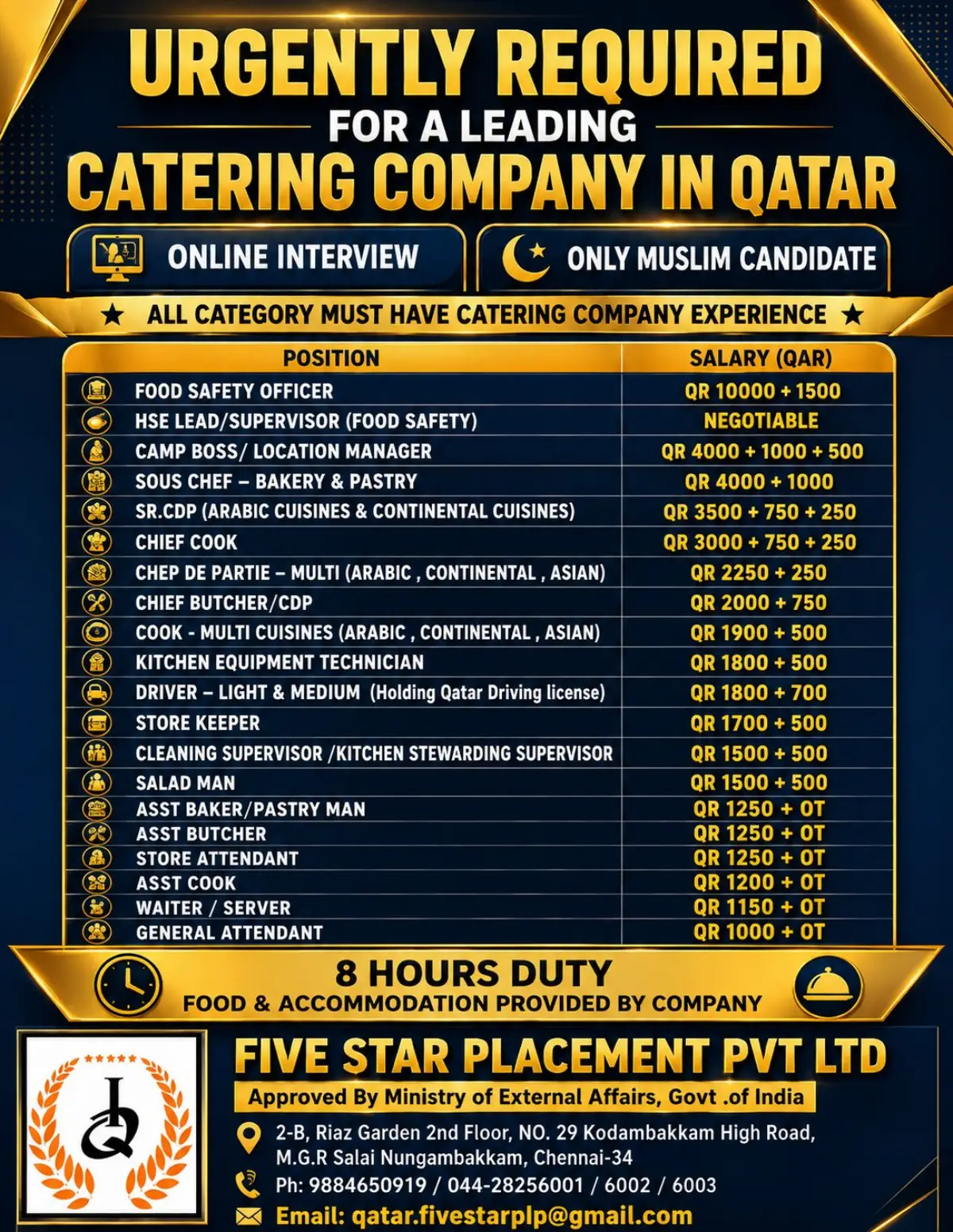 Qatar Catering Company Jobs 2026 – Urgent Vacancies with Attractive Salaries