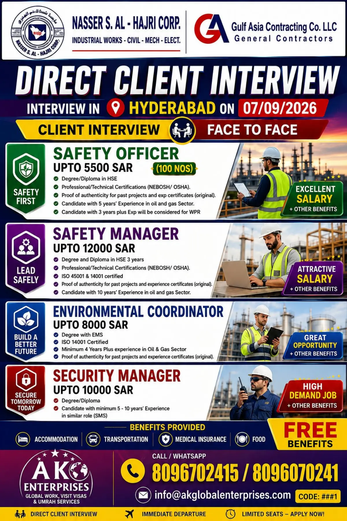 Saudi Arabia Oil & Gas Jobs 2026: Safety Officer, Safety Manager, Environmental Coordinator & Security Manager Vacancies