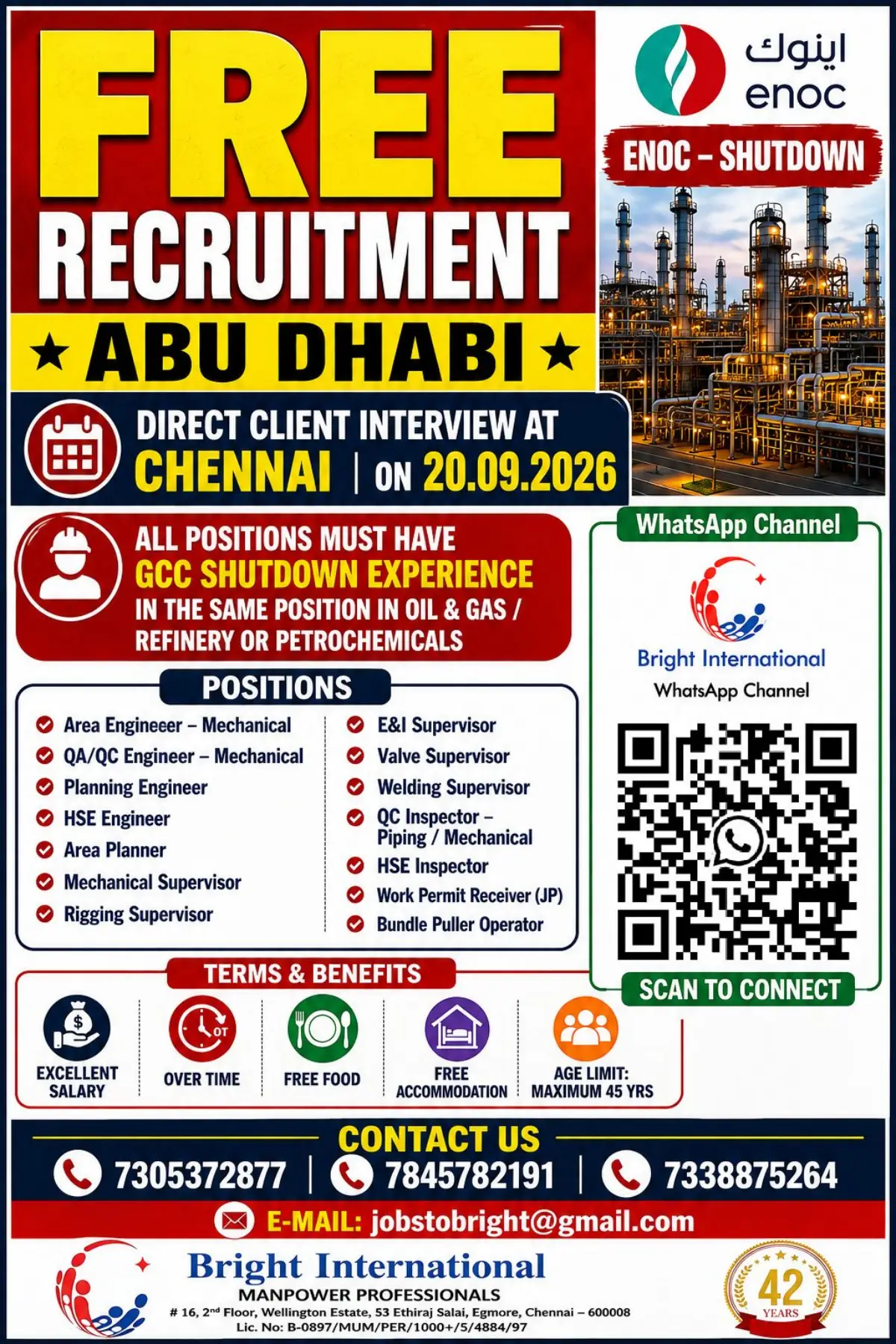 ENOC Shutdown Recruitment 2026 in Abu Dhabi – Direct Client Interview in Chennai