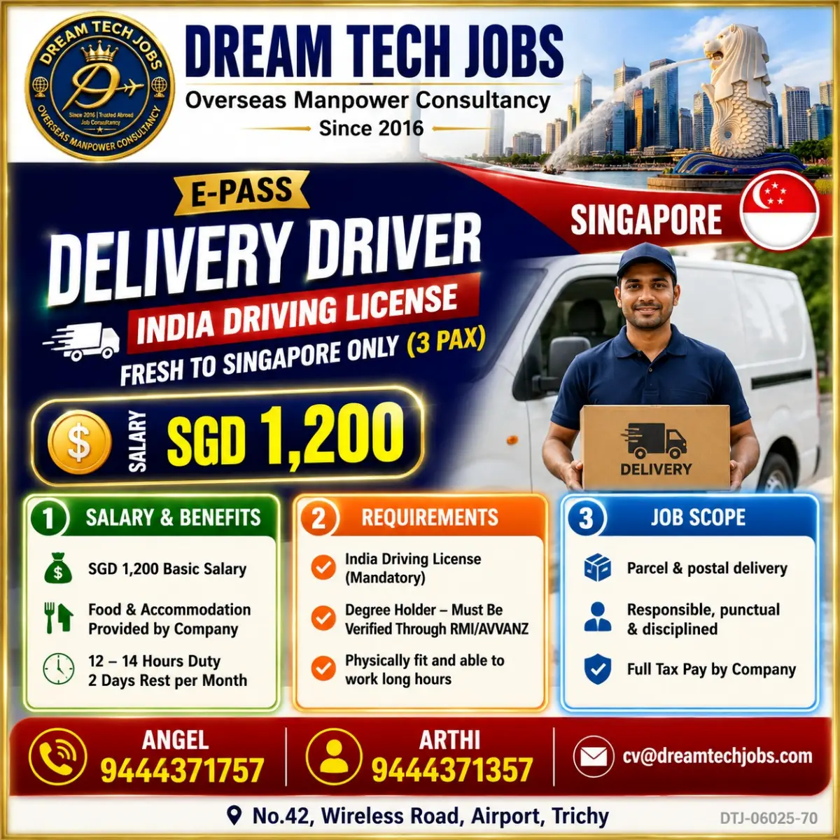 Singapore Delivery Driver Jobs 2026 – E-Pass, SGD 1,200 Salary, Requirements and Application Details