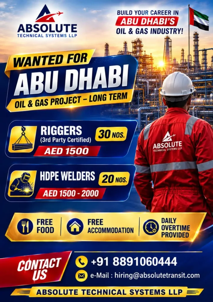 Abu Dhabi Oil & Gas Jobs 2026: Riggers and HDPE Welders Recruitment