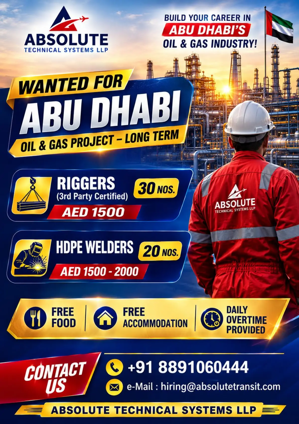 Abu Dhabi Oil & Gas Jobs 2026: Riggers and HDPE Welders Recruitment