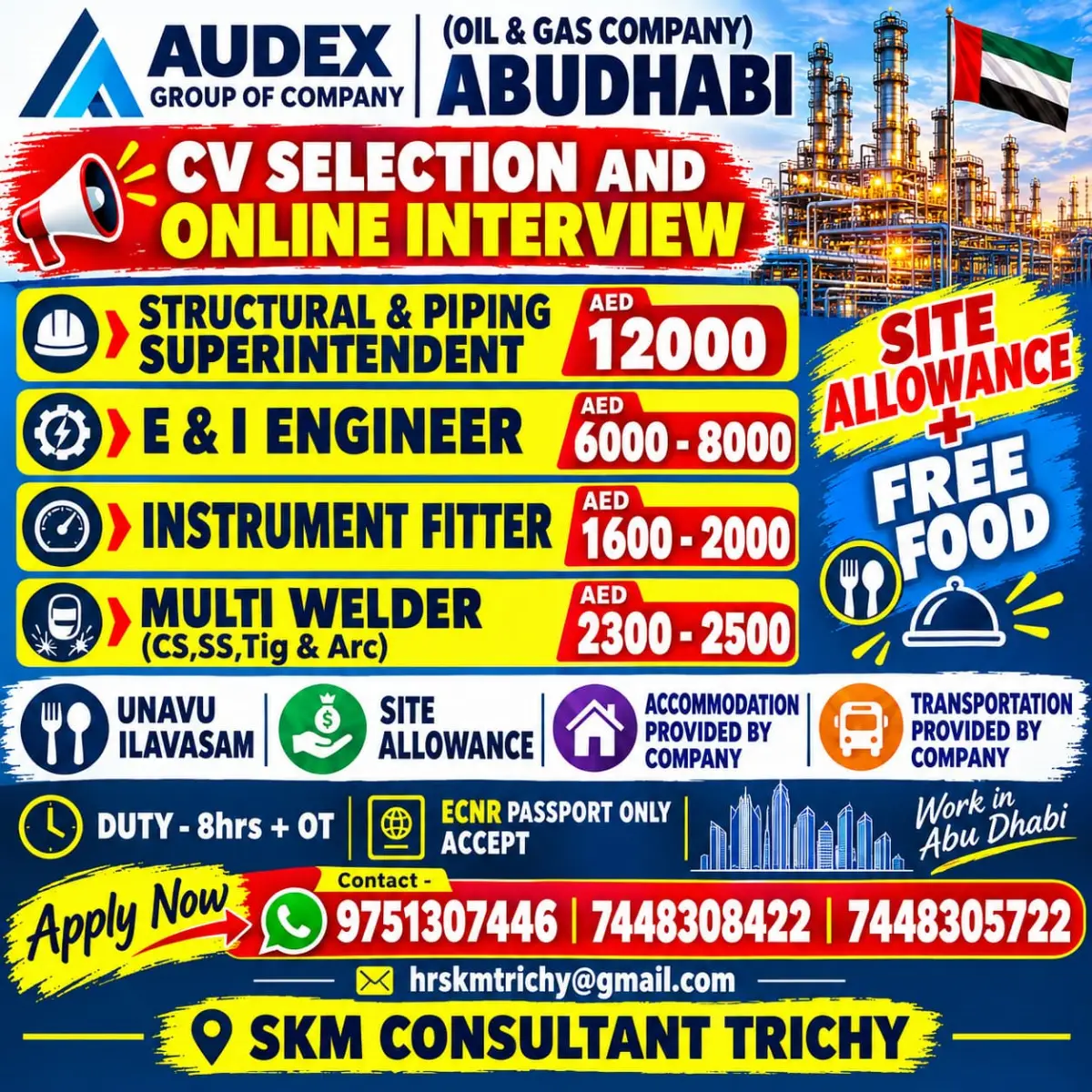 Abu Dhabi Oil & Gas Company Jobs 2026: Structural & Piping Superintendent, E&I Engineer, Instrument Fitter and Multi Welder Vacancies