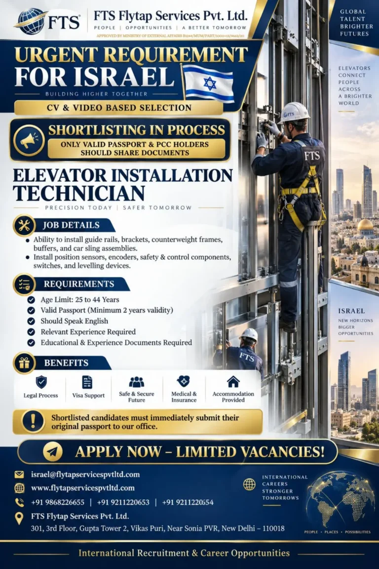 Israel Elevator Installation Technician Recruitment 2026: Urgent Vacancy, Eligibility, Selection Process & How to Apply