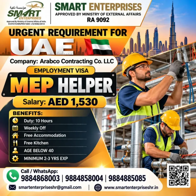 UAE MEP Helper Recruitment 2026 – Apply for MEP Helper Jobs at Arabco Contracting Co. LLC