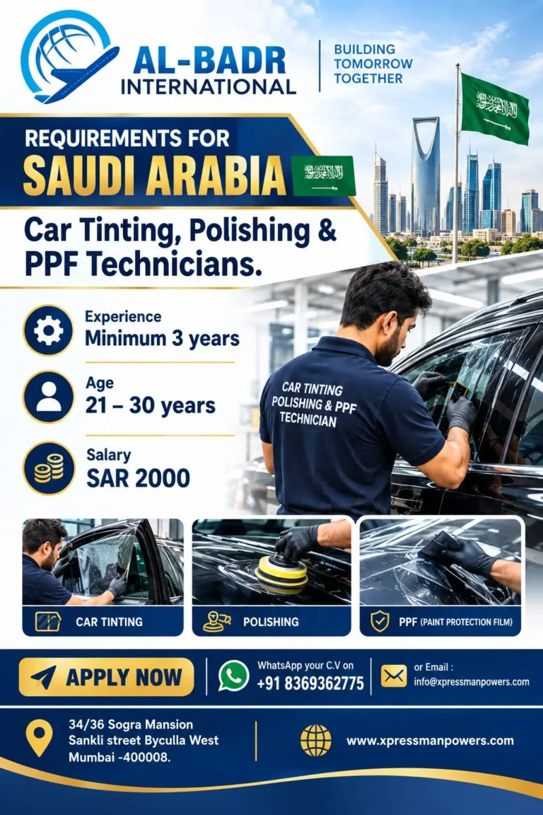 Saudi Arabia Jobs for Car Tinting, Polishing & PPF Technicians – Recruitment 2026
