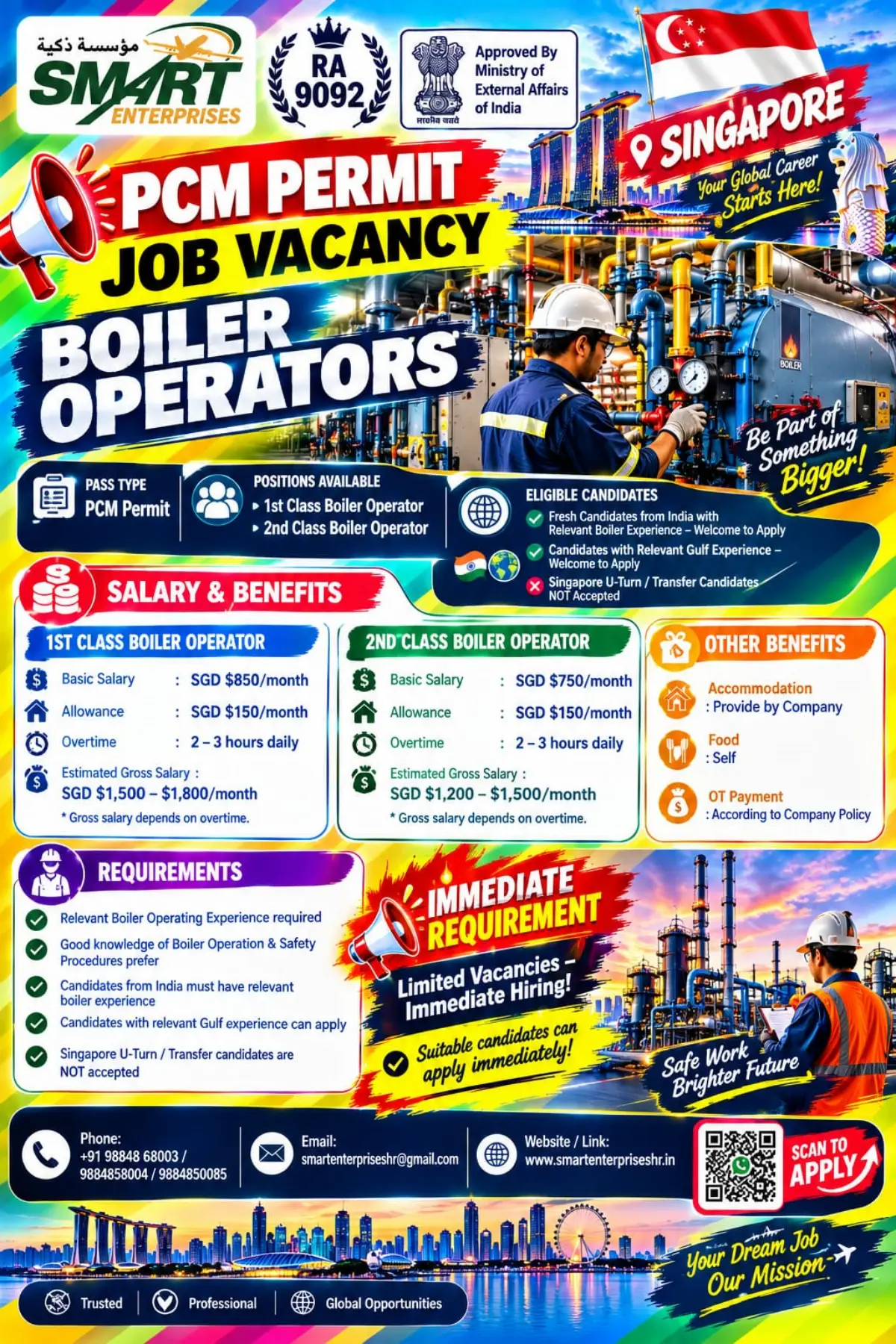 Singapore Boiler Operator Jobs 2026: PCM Permit Vacancy