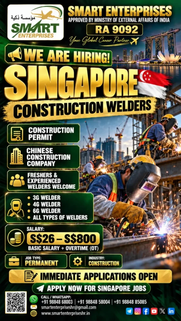 Singapore Welder Jobs 2026: Smart Enterprises Recruitment