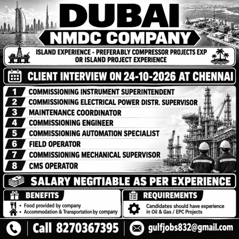 NMDC Dubai Jobs 2026 – 8 Oil and Gas Vacancies