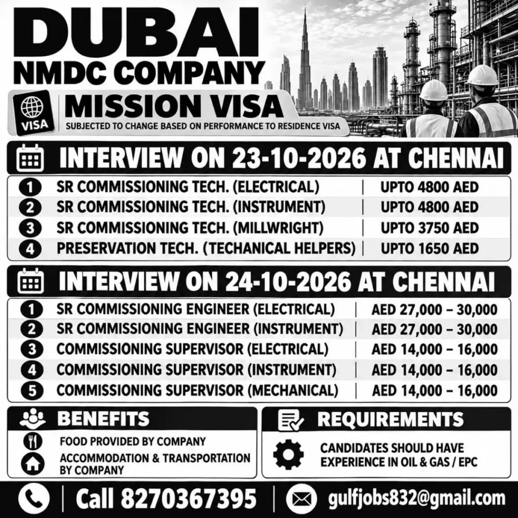 NMDC Dubai Jobs 2026 – 8 Oil and Gas Vacancies