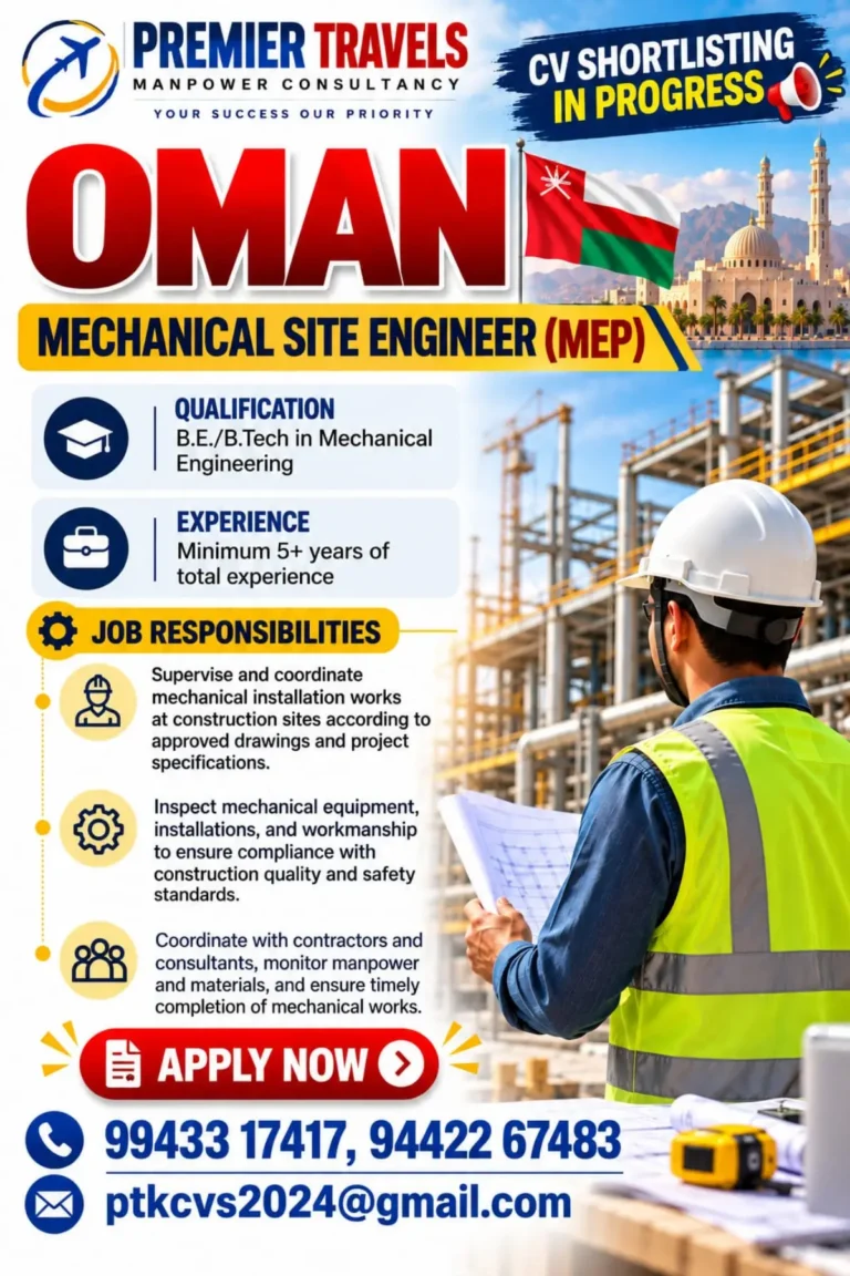 Oman Jobs 2026: Mechanical Site Engineer (MEP) Vacancy