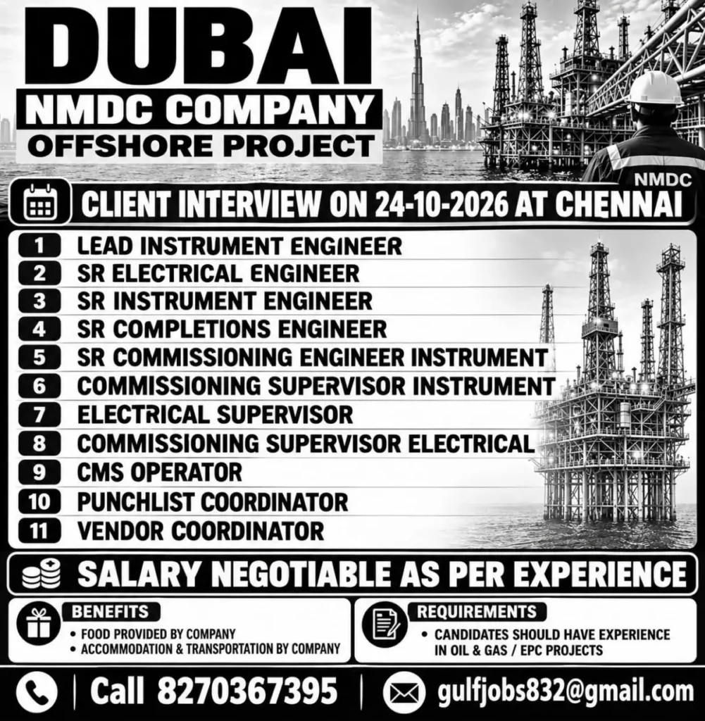 NMDC Offshore Project Recruitment 2026: 11 Engineering Jobs in Dubai 1 NMDC Offshore Project Recruitment 2026: 11 Dubai Jobs