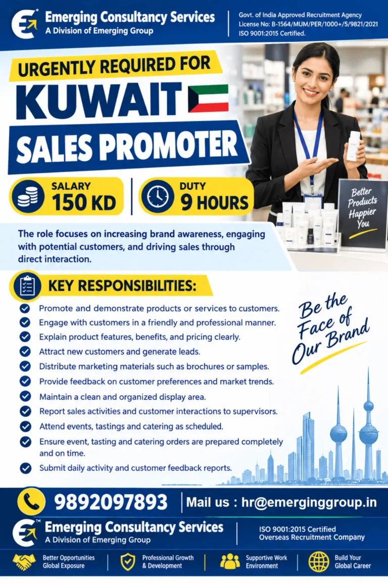 Kuwait Sales Promoter Recruitment 2026 – Salary 150 KD