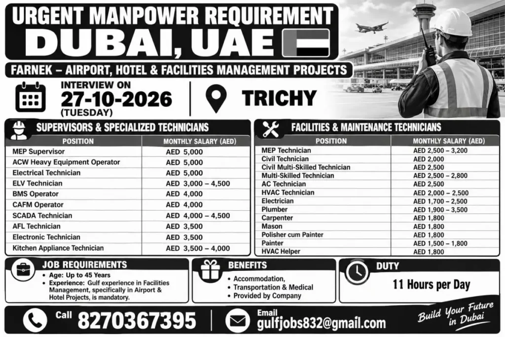 Farnek Dubai Recruitment 2026 – Salary Up to AED 5,000
