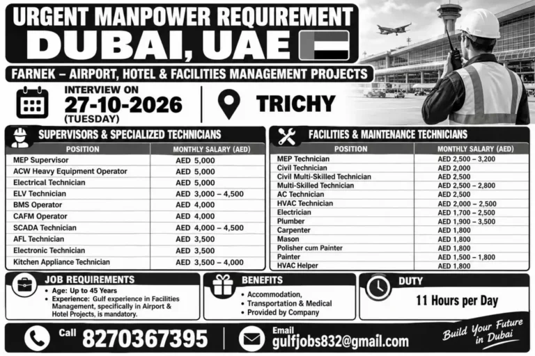 Farnek Dubai Recruitment 2026 – Salary Up to AED 5,000