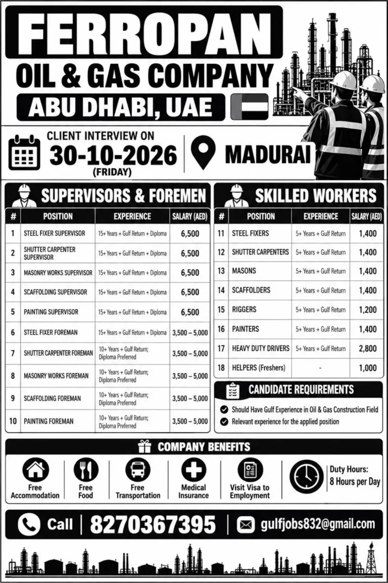 FERROPAN Oil & Gas Company Recruitment 2026 – Abu Dhabi UAE Jobs