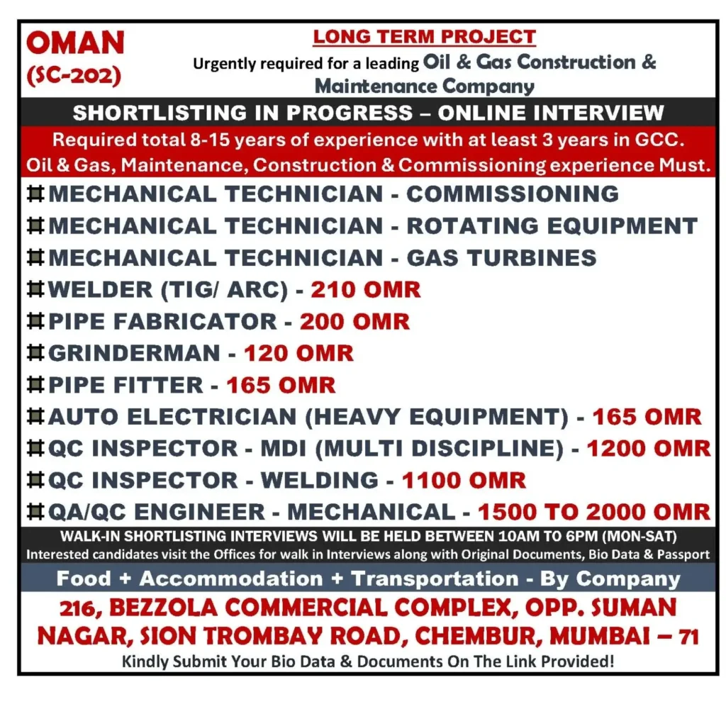 Oman Oil & Gas Jobs Recruitment 2026 – Multiple Vacancies 1 Oman Oil & Gas Jobs Recruitment 2026 – Multiple Vacancies