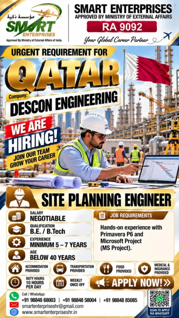 DESCON Engineering Qatar Recruitment 2026 – Site Planning Engineer